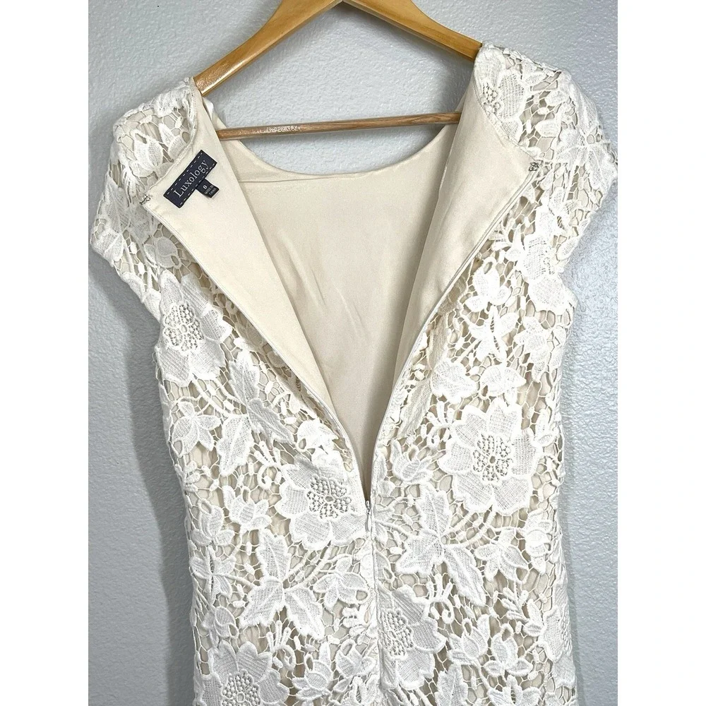 Luxology Lace Off-White Dress Romantic Elegant Womens Sz 8 Wedding Shower Church